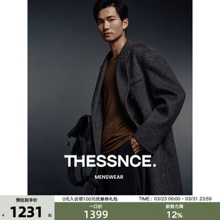 枪驳领双排扣H型利落双面呢大衣男冬 900克斜纹羊毛混纺 黑标