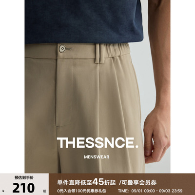 THESSNCE 莫代尔肌肤感仿铜氨风格复古褶裥短裤