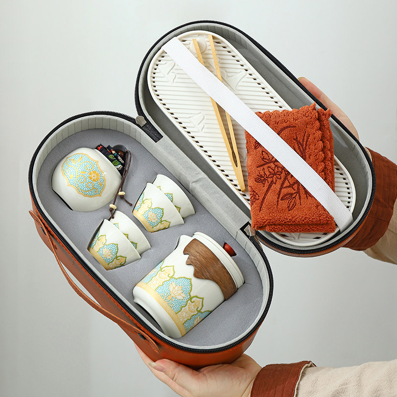 景德镇旅行茶具套装简约户外便携式陶瓷快客杯一壶四杯办公室功夫,餐饮具,旅行茶具,淘宝优惠券,粉丝福利购,淘宝优惠卷