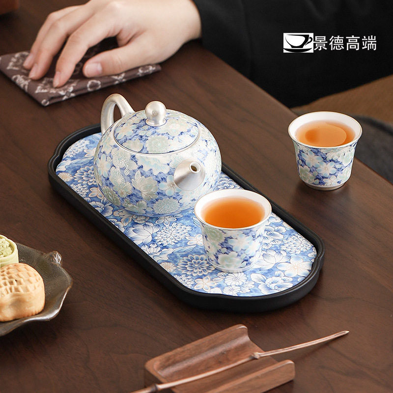 景德鎏银素烧西施壶一壶二杯礼盒