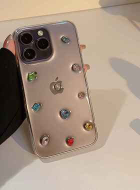 立体彩钻14promax适用13苹果手机壳iPhone15滴胶12软壳8/XR奢华11