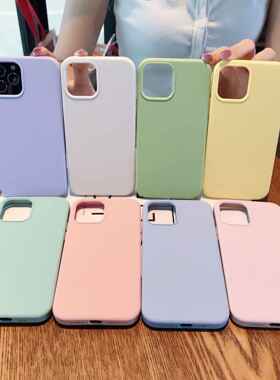 全包液态硅胶适用iphone14promax手机壳13/12苹果15手机壳马卡龙