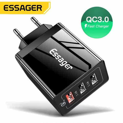 ESSAGER方博系列30WQC3.0手机充电器三口USB快充充电头美/欧/英规