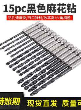 15PC六角柄氮化麻花钻 3mm4mm5mm高速钢氮化电钻套装