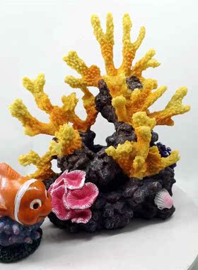 仿真珊瑚海底模型小丑鱼海星金鱼海龟鱼缸造景套装卡通创意装饰