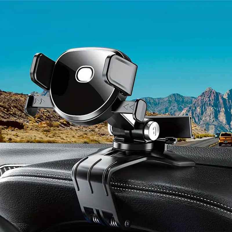 车载仪表盘夹子直视支架360旋转自动锁出风口导航手机支架停车牌