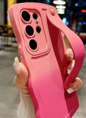 适用三星S24ultra手机壳a73腕带s23支架A54高级感S23fe液态s22a34