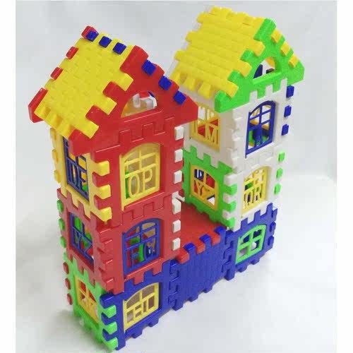 363儿童趣味启蒙方块塑料拼插积木 房子组拼装幼儿园早教玩具