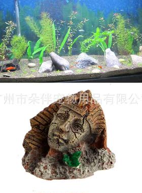 厂家工艺品 鱼缸造景装饰 水族箱复活岛人像埃及法老王爬虫箱摆件