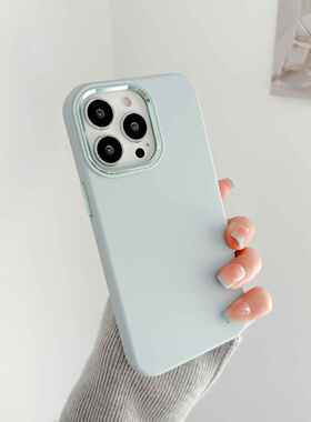 适用苹果15液态硅胶手机壳iPhone13Pro Max金属12纯色14Pro手机壳