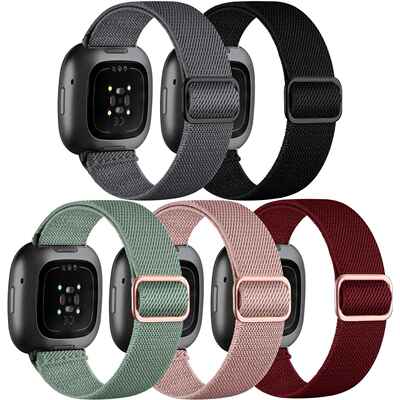 适用Fitbit Sense/Sense2/Versa 3/4弹力表带Versa2配大扣手表带