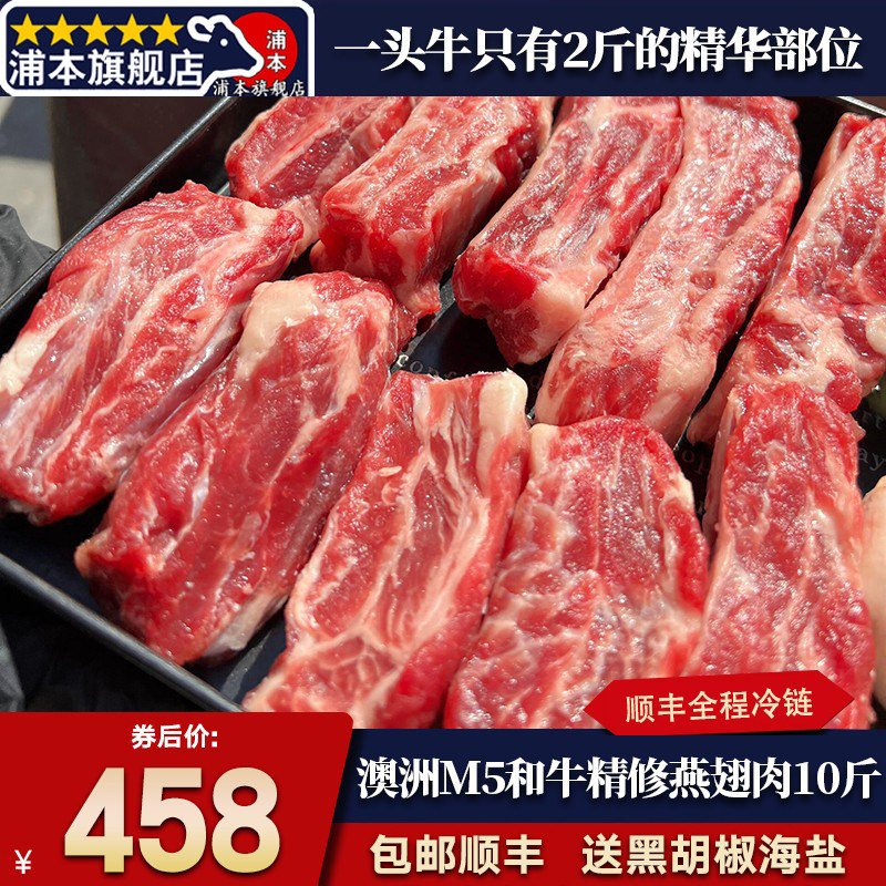 包邮10斤澳洲精修去骨m5燕翅牛肋条雪花和牛原切谷饲奶香烧烤清真