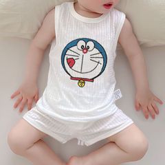 婴儿休闲背心薄款纯棉无袖夏季儿童睡衣男童无袖外穿女孩卡通套装