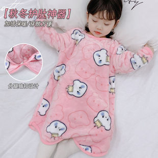 儿童法兰绒睡袋秋冬款 珊瑚绒睡袍 宝宝幼儿防踢被连体睡衣女童冬季