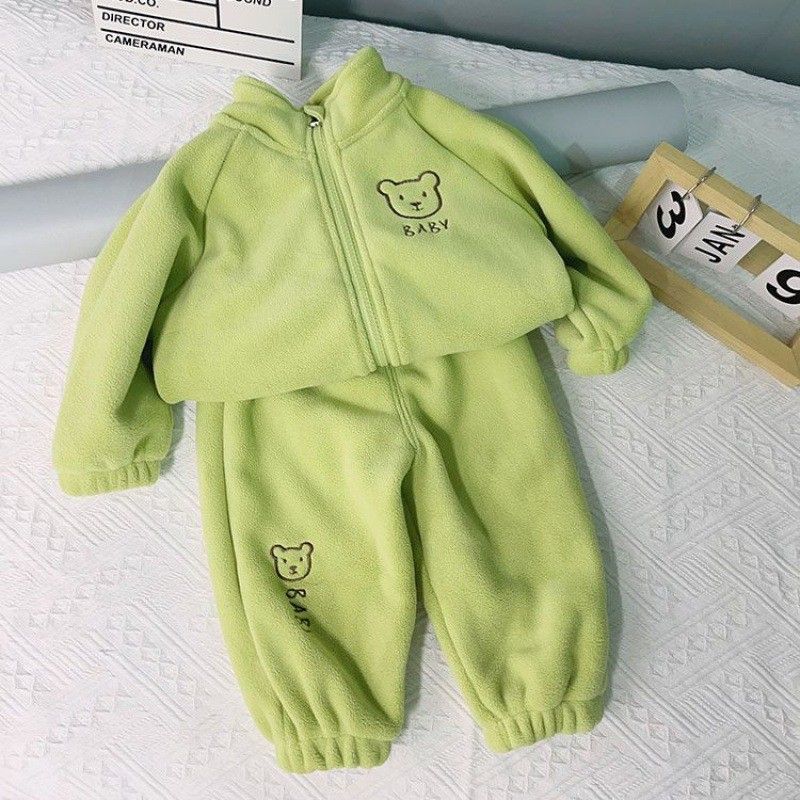 儿童奥利绒秋冬加绒保暖套装