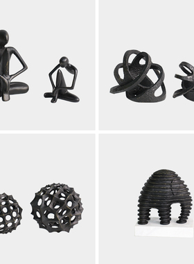 圆形抽象铸铁软装饰品人物雕塑