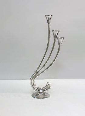 金属电镀烛台样板房餐厅软装饰品