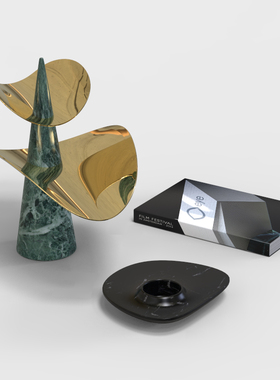 欧式风大理石茶几托盘烛台工艺品