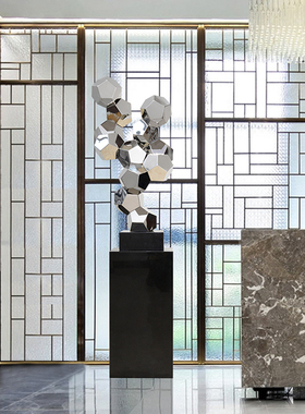 大堂艺术风几何不锈钢落地摆件