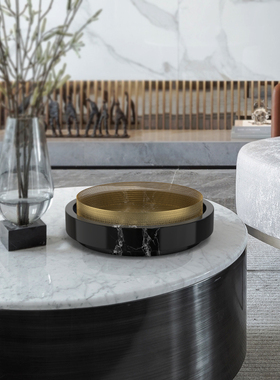 轻奢风金属餐桌样板间大理石托盘