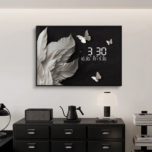 电表箱装饰画 画轻奢高级感2025新款带钟表配电箱遮挡电闸盒挂画