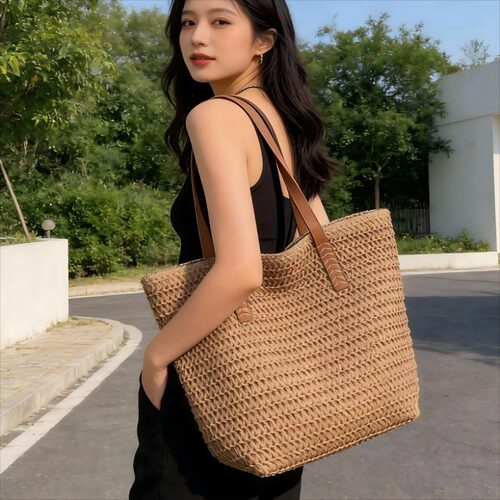 草编度假风大容量女包2026夏季