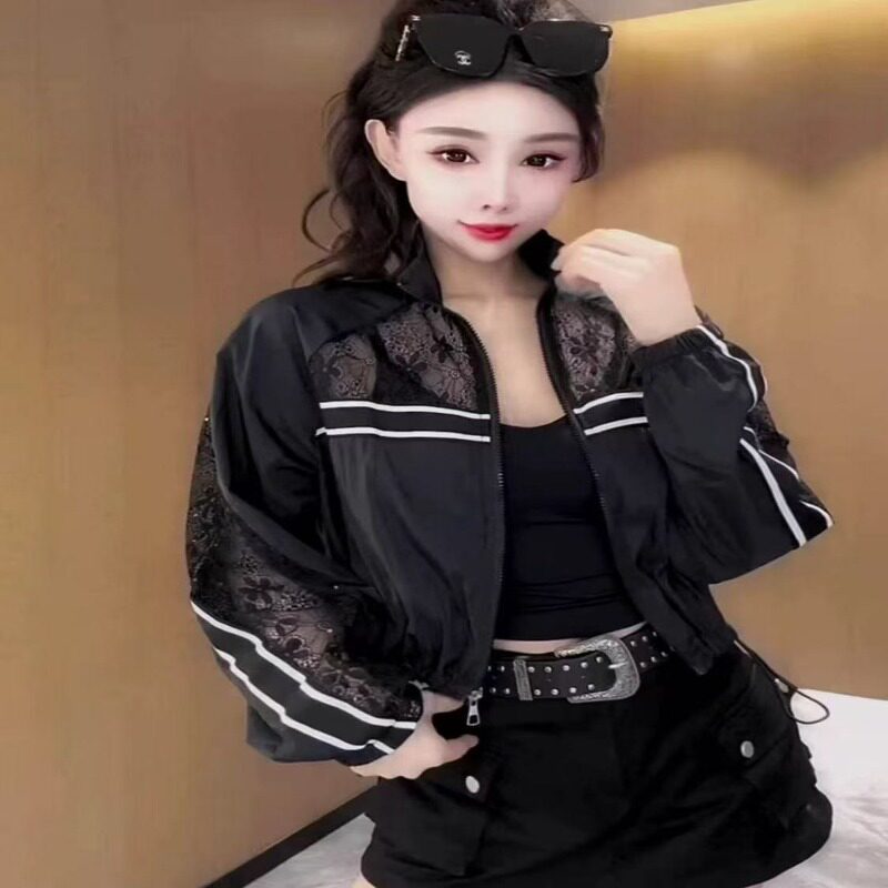 2026夏季新款薄款微透拼接蕾丝
