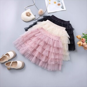 女童半身裙春秋新款洋气儿童蛋糕裙蓬蓬网纱公主裙防走光短裙夏季