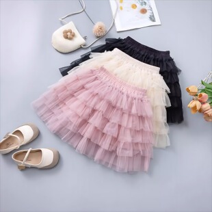 女童半身裙春秋新款洋气儿童蛋糕裙蓬蓬网纱公主裙防走光短裙夏季