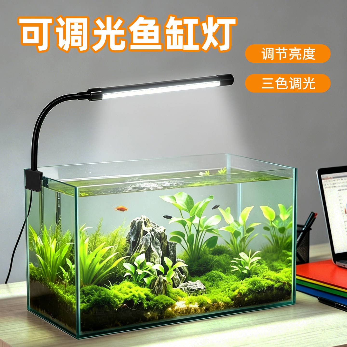 2026新款LED鱼缸灯|三色调光+全