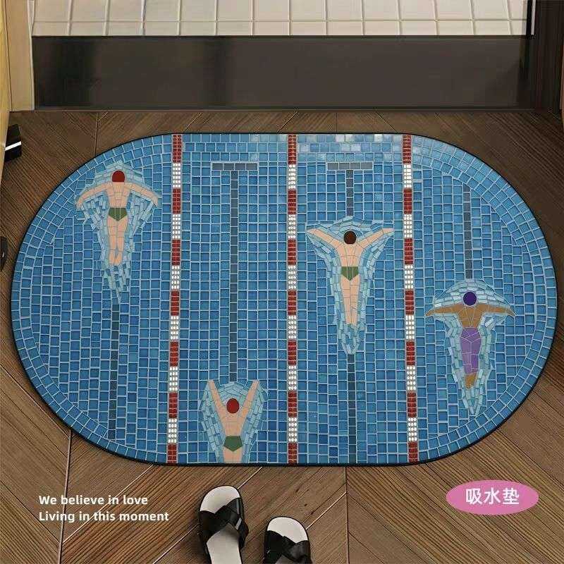 地中海复古马赛克吸水防滑硅藻泥