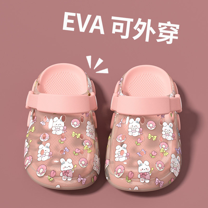 儿童洞洞鞋女童夏季防滑包头沙滩图片