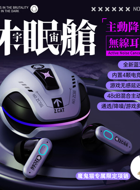 魔鬼猫ANC主动降噪无线蓝牙耳机耳塞式入耳式游戏运动电竞音乐