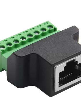 包邮 RJ45免焊接头转8pin绿色接线端子免焊8P8C网络直通延长对接