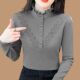 上衣时尚 2026秋冬德绒衬衫 女T恤减龄加绒加厚长袖 气质立领木耳边