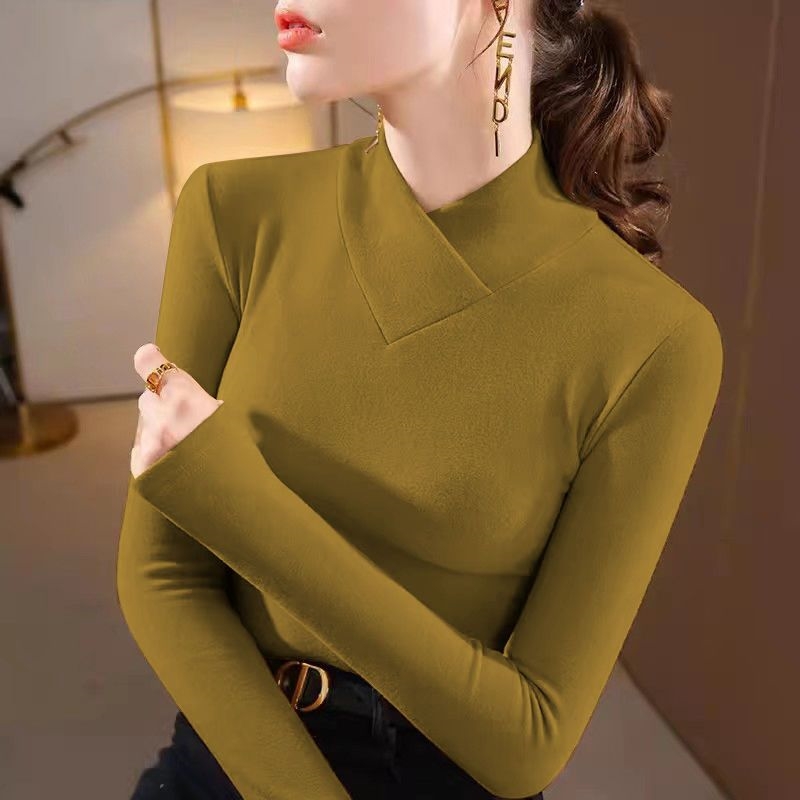 秋冬双面德绒半高领保暖打底衫