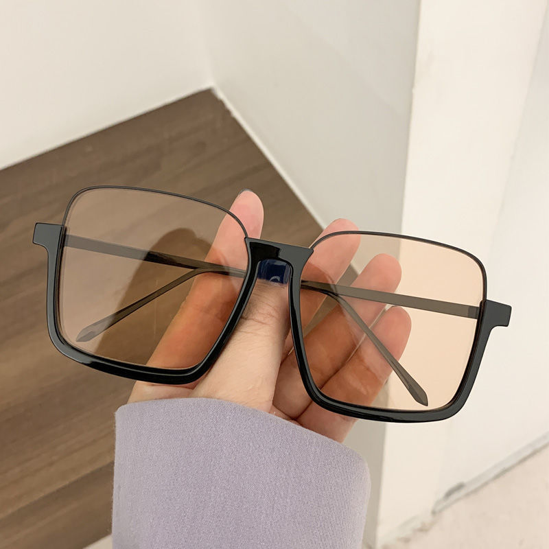 素颜复古眼镜ins下半框方形凹造型太阳镜女街拍大框墨镜防紫外线