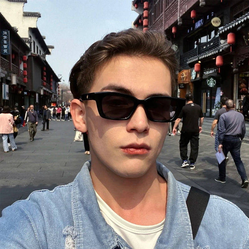欧美风墨镜男士帅气潮流复古小方框防紫外线蹦迪嘻哈网红拍照专用