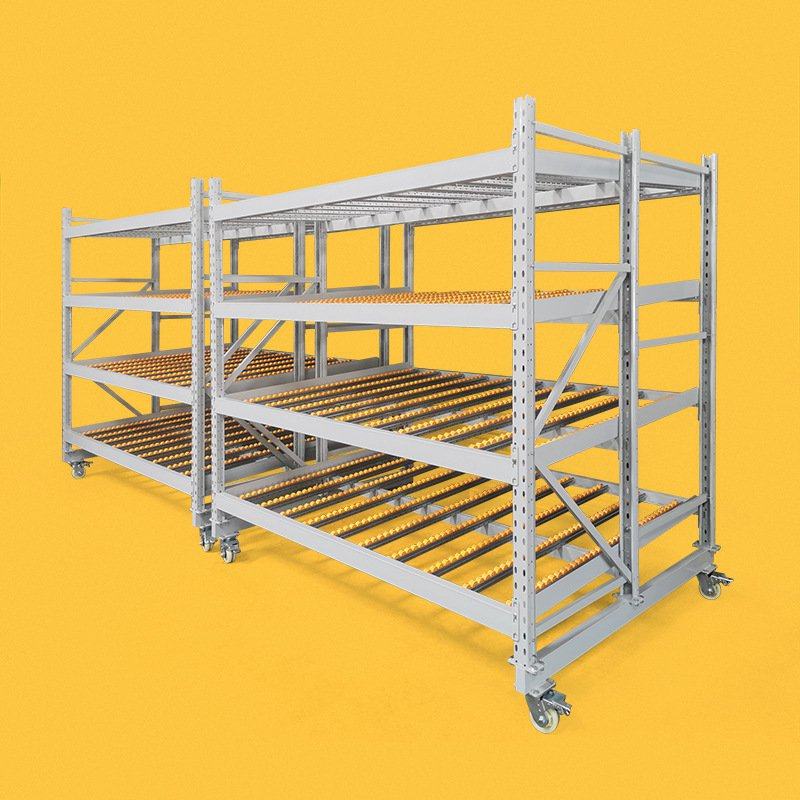 流利货架电子工厂车间仓储分拣滑轨滚轮式流利条货架辊筒滚筒货架