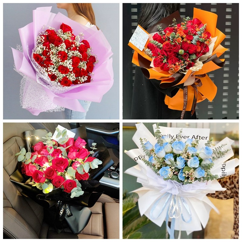 新疆喀什市生日碎冰蓝红玫瑰花束