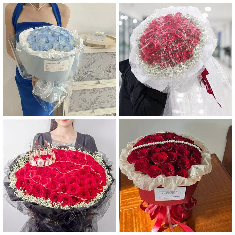 防城港港口防城区东兴市上思县女神节碎冰蓝红玫瑰花束同城鲜花店