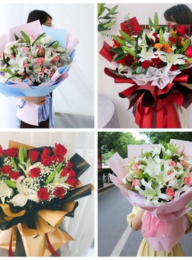 张掖市山丹县临泽县肃南县同城鲜花店圣诞节玫瑰百合送朋友长辈老