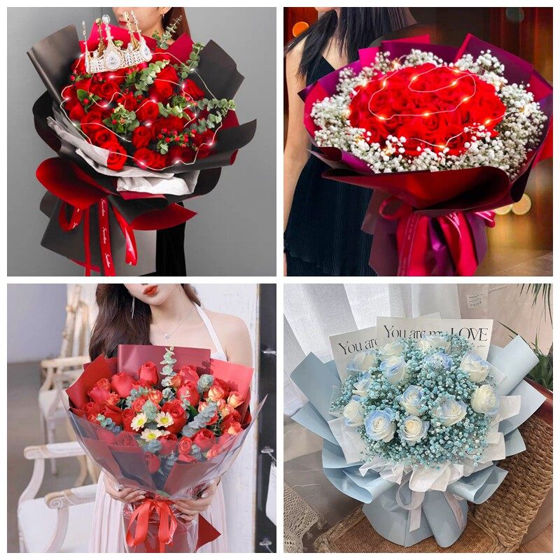 临汾市襄汾县洪洞县安泽县生日碎冰蓝红玫瑰花束同城鲜花店表白