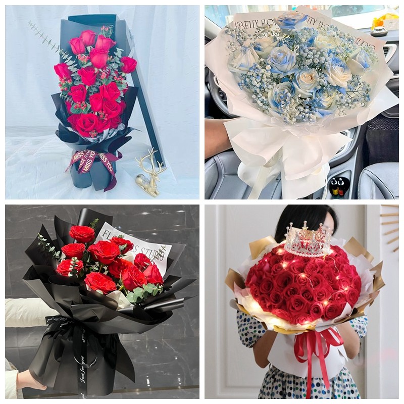 江门市江海区蓬江区新会区生日碎冰蓝红玫瑰花束同城鲜花店表白