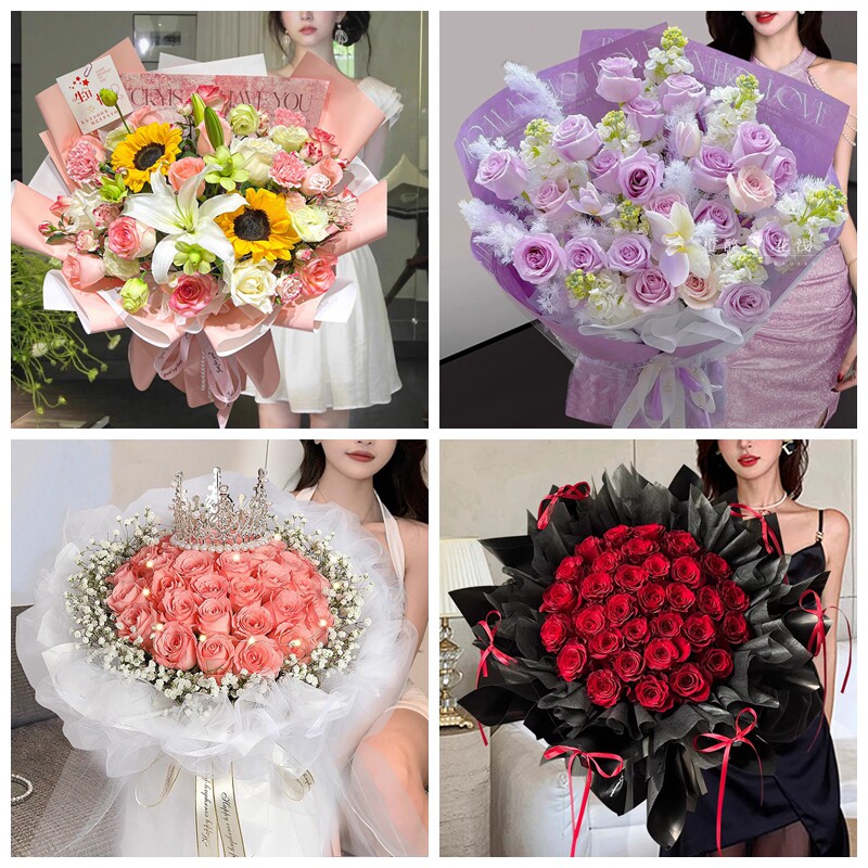 淄博临淄区桓台高青沂源县鲜花同城送粉紫红玫瑰护士节女朋友老婆