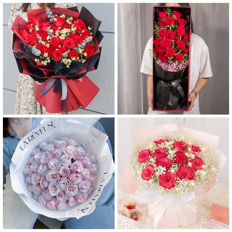 南京鼓楼区浦口区雨花台栖霞区生日碎冰蓝红玫瑰花束同城鲜花店