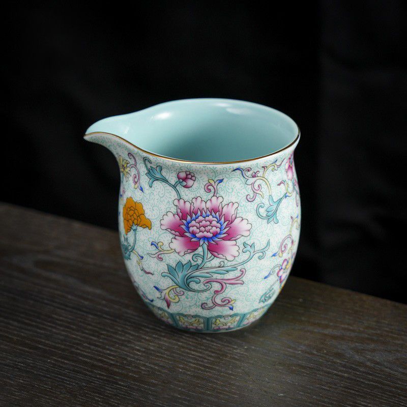 珐琅莲韵元宝茶海(蓝)粉