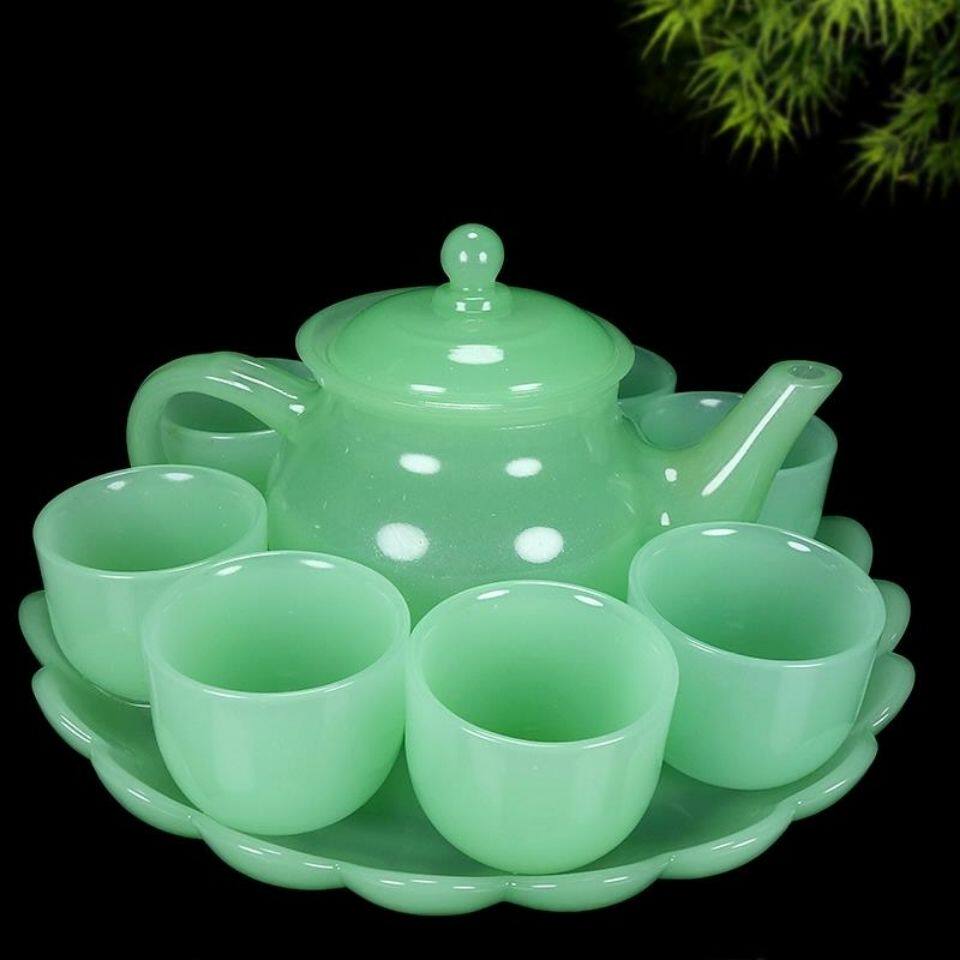 【玉石茶壶】碧玉色玉石