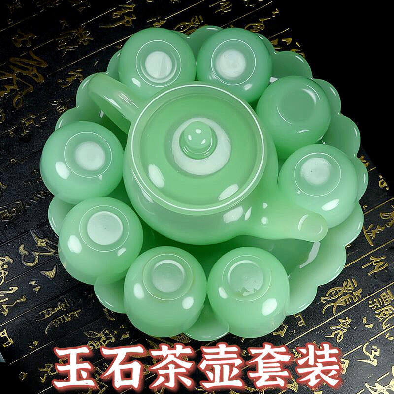 【玉石茶壶】美绿色玉石