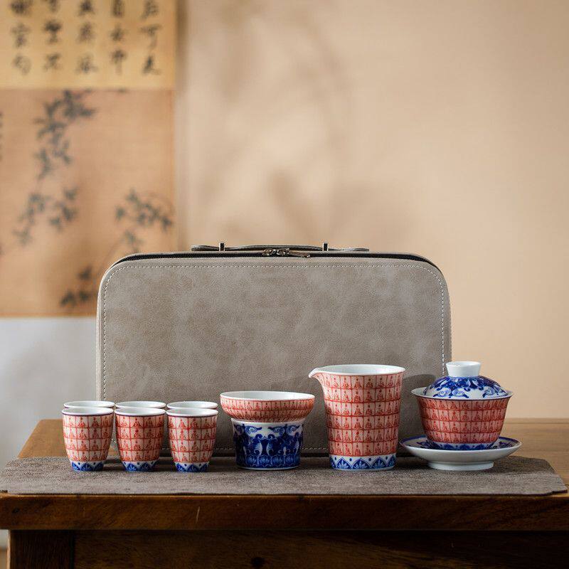 青花瓷功夫茶具千佛盖碗